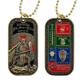 bilo Challenge Coin Religions Dog Tag Armor of God Necklace Tricolor