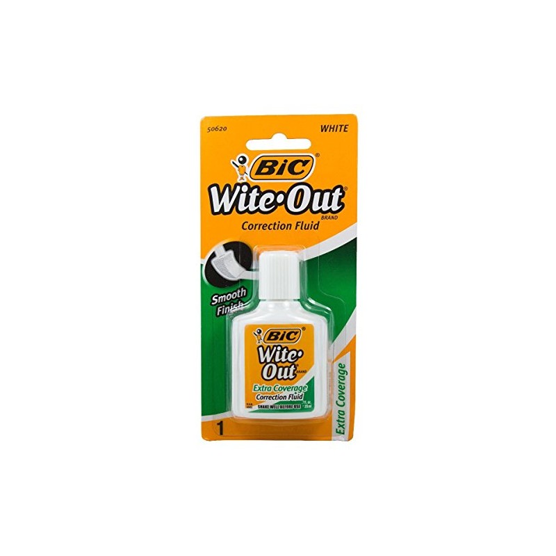 Bic Wite-Out Extra Coverage Correction Fluid-0.7 Ounces 8-PACKS (WOFECP1)
