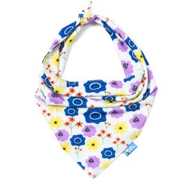 The Dodo Dog Bandana, April Flowers, One-Size - Blue, Yellow, Lavender Floral Bandana for Dogs - Flower Pattern Neck Kerchief for Dogs - Everyday Pet Apparel Accessories
