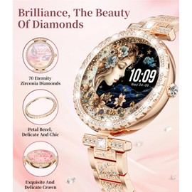 ESFOE Smart Watches for Women,1.19” AMOLED Smart Watch Women Answer Make Calls,IP68 Waterproof Fitness Tracker,Heart Rate Sleep Monitor,100+ Sports Pedometer Watch for Android iOS Phone,Gift,Rose Gold