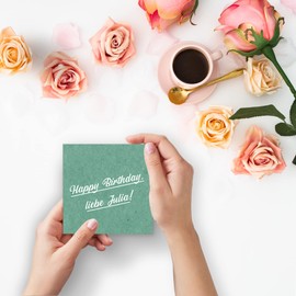 100 Single Cards Square – 15 x 15 cm in Eucalyptus Green (Kraft Paper) – 240 g/m² – Blank Craft Cards, Postcards, Craft Card in Coloured Paper Quality