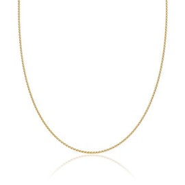 2mm 14k gold plated on solid sterling silver 925 Italian SPIGA WHEAT link chain necklace chocker bracelet anklet with lobster claw clasp - inch 16"/40cm