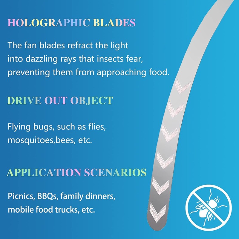 Fly Fans for Tables, Outdoor Fly Repellent Fna (White, 4