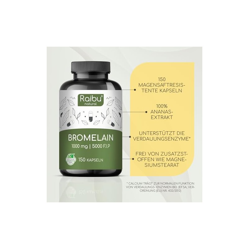 Bromelain High Dosage, 1000 mg (2500 GDU) per Day, 150