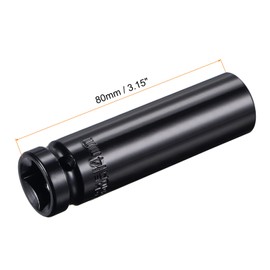 sourcing map 1/2" Drive by 14mm Deep Impact Socket, Heat-Treated CR-V Steel 3.15" Length, 6-Point Metric Sizes
