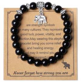 XIANNVXI Black Obsidian Bracelet Elephant Bracelet Men Elephant Gifts Beaded Bracelets Black Bead Bracelet Crystal Bracelets Get Well Soon Gifts