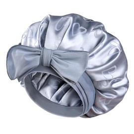 YANIBEST Satin Sleep Bonnet for Women Double Layer Silk Bonnet with Heart Print，Adjustable Tie Band for Curly Natural Hair