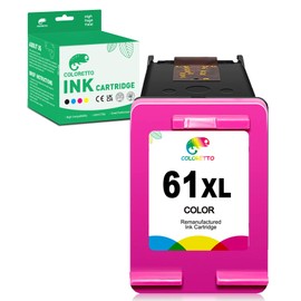 COLORETTO Ink Cartridge 61XL Tri-Color for HP Deskjet 2542 2540 2512 1050 1010 1000 Envy 4500 4501 4502 5530 5531 Officejet 2620 2621 4630 4632 Printer Remanufactured 61 XL hp61 Coloré 1-Pack