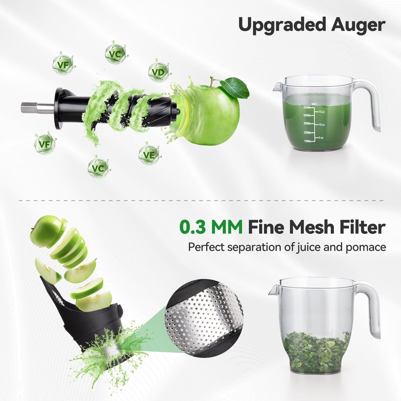 Juicer Machines,ORMEO HOME Cold Press Juicer with 3.60"Large Feed Chute