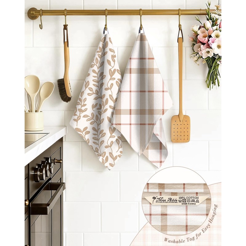 Miss Adola 2pcs 150GSM Flour Sack Kitchen Towels, Botanical Floral