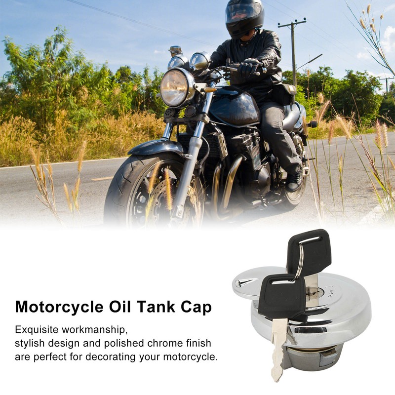 Motorcycle Fuel Tank Lock Cap with 2 Keys Aluminum Rustproof
