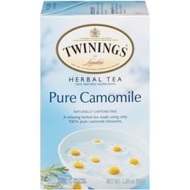 Twinings Pure Camomile Herbal Tea Individually Wrapped Bags, 20 Count Pack of 6, Naturally Caffeine Free