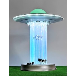 WAN TAI UFO Model Cow Abduction Alien Decoration Area 51 UFO Lamp Spacecraft Space Lover Living Room Bedroom Shop Decorative Lights Cool Gifts Touch LED Desk Lamp Night Light (Galaxy II)