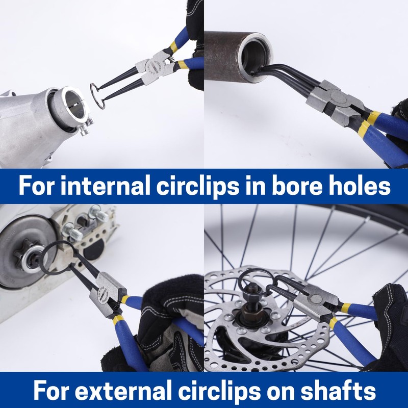 WISEPRO Snap Ring Pliers Set 7 Inch Heavy Duty External/Internal