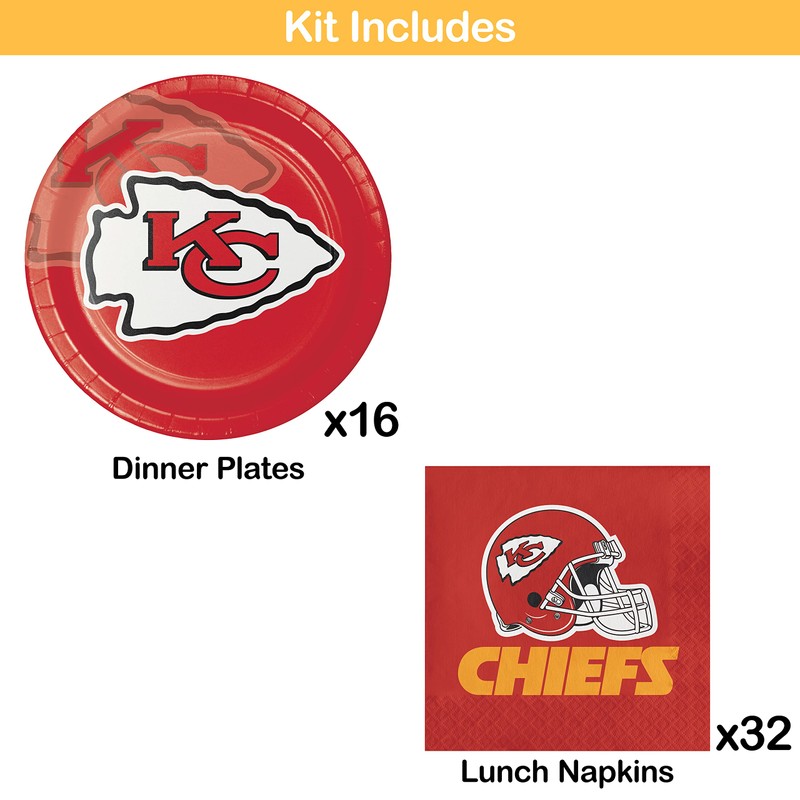 Trendware Kansas City Chiefs Paper Plate and Napkin Party Kit,