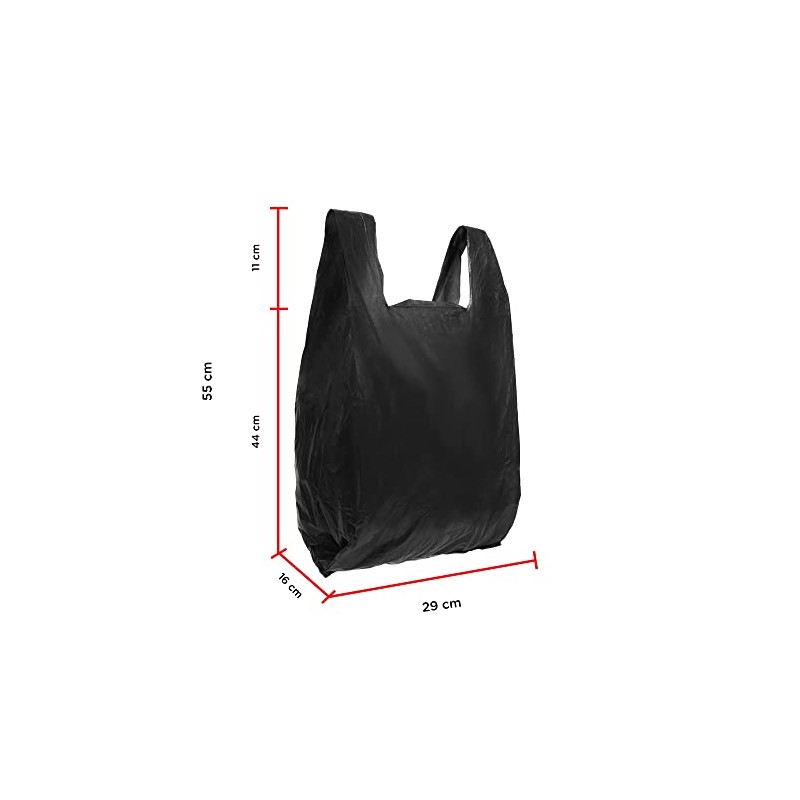 200 Bolsas tipo Camiseta Negras Degradables de 29 x 55