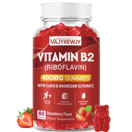 VAJYKEWJY Vitamin B2 Riboflavin 400mg Gummies for Energy & Metabolism Support - Delicious Strawberries Flavor Vegan Gummies - Non-GMO, Gluten Free - 60 Count