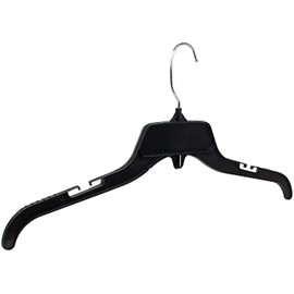 Hangon Recycled Plastic with Notches Shirt Hangers, 17 Inch, Black, 50 Pack