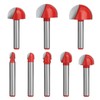 8pcs 1/4" Shank Cove Core Box Router Bit Set, Round