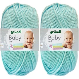 2 x 50 g Gründl Baby Plain Wool Set Including Instructions for Baby Teddy Bear (05 Pastel Turquoise)
