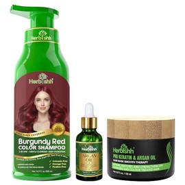 Herbishh After Color Shampoo Combo Contains Hair Color Shampoo Hair Dye 500ml Argan Oil 30ml, Pro Keratin And Argan Hair Mask For Hair Straightening, 