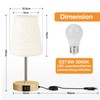 Suright Nachttischlampe Touch Dimmbar, Tischlampe mit USB A+C Ladeanschlüssen, Leinen-Lampenschirm,