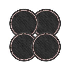 Septe 4Pcs 2.75 inch Bling Car Cup Coasters,Universal Vehicle Cup Holder Insert Coaster,Pink Car Accessories,Black with Pink Diamond