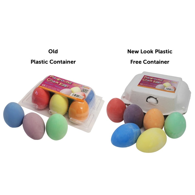 Bright Ideas PK06 Egg Shaped Chalks, Bright Coloured Playground Chalk