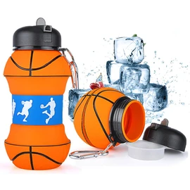 Botella de agua plegable de Basquetbol,Botella Plegable para Viaje, Libre de BPA, para Niños, Adolescentes, Adultos para Viaje, Regalo de Navidad, Cum