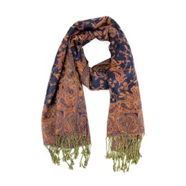 PASKMLNA - Chal reversible de cachemira, colores elegantes, #25navy Brown, L