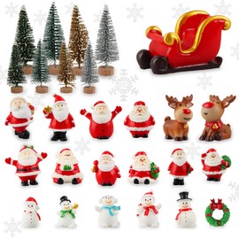 Pack of 27 Christmas Miniature Ornaments Mini Christmas Small Figures, Christmas Miniature Ornament Kits, Mini Christmas Decoration, Resin Garden Micro Landscape Christmas Decoration Mini Christmas