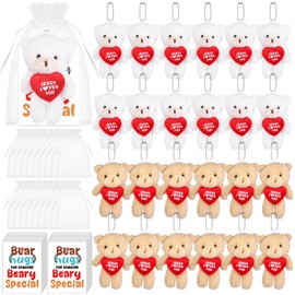 YXSJAS 24 Pcs Jesus Love You Tiny Plush Bear 4.72 Inches Mini Teddy Bear Plush Toy Soft Christian Dolls Stuffed Animal Toys with Cards Organza Bags for Church Sunday School Religious Gift, 2 Colors