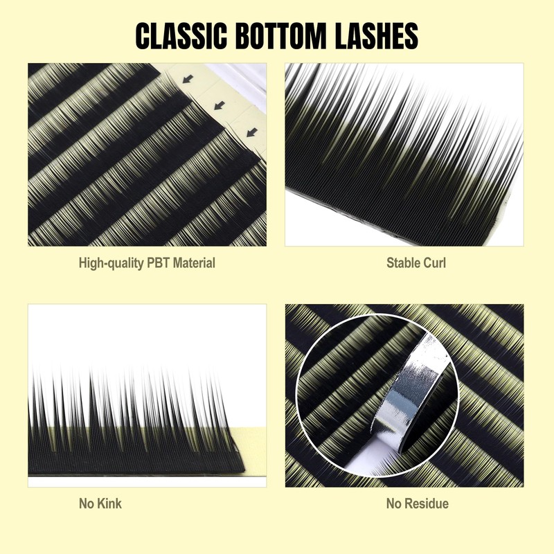 Classic Bottom Lash Extensions 0.10 B Curl 5-8mm Mix Black