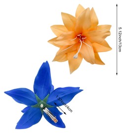 Tropical Flower Hair Clips, 6 Pack, Multi-Color Plumeria Hibiscus Design, Beach Wedding Party Hair Accessories