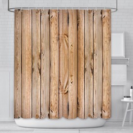 AIBIIN Wooden Shower Curtain Farmhouse Rustic Country Wood Plank Wall Decor Bath Curtains with 12 Hooks Home Decor Waterproof Countryside Bathroom Curtain 180x180cm
