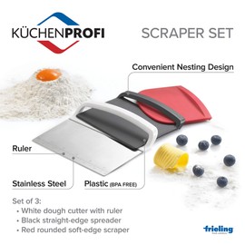 Küchenprofi Dough Scraper Set-KP805820003 Dough scraper set, 18 / 8 stainless steel, Colourful, One Size, 3-Units