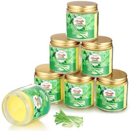 MTLEE 6 Pcs Citronella Candles Outdoors Natural Citronella Oil Soy Wax 24 Hours Long Burning Lemongrass Glass Jar Candles for Patio Backyard Camping Picnic Outsides