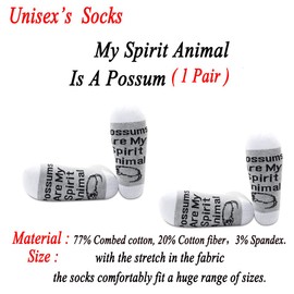 JXGZSO 1 Pair Possum Gift Possum Lover Socks Funny Opossum Socks My Spirit Animal Is A Possum Socks Possum Animal Lover Gift (My Spirit Animal Is A Possum 1 Pair)