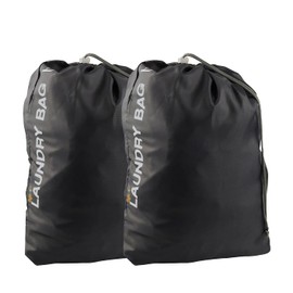 Flightmode Travel Laundry Bag with Drawstring Closure, 2 Pieces Heavy Duty Laundry Bag Dirty Clothes Drawstring Bag with Water-Resistant Fabric for Laundromat, College, Travel, Camping (2 Pack)