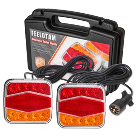 FEELOTAM Magnetic LED Trailer Towing Light Kit 24ft Cable with 7 Pin Plug Board Tail Brake Stop Indicator License Plate Light Lamp for Trucks Trailers RVs SUVs