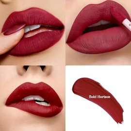 iilembane Deep Red Matte Liquid Lipstick, Long Wear Vegan - Bold Horizon | Highly Pigmented Full Coverage Lip Color, Waterproof Transfer Resistant, Li