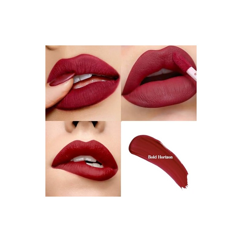 iilembane Deep Red Matte Liquid Lipstick, Long Wear Vegan -
