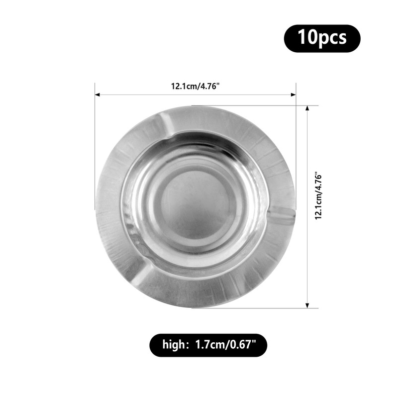 Lilaly 10-Pack Ashtray Round Cigar Ash Tray Stainless Ashtray for