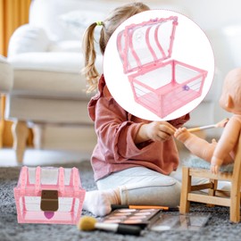 ibasenice Kids Jewelry Storage Box with Lock Pink Clear Treasure Chest for Girls Rings Necklaces Organizer Small Accessories