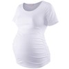Bhome Maternity Shirt Basic Top Ruched Pregnancy Tshirt White M