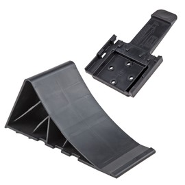 DEMA PVC Wheel Chock Wedge Brake Chock Support Black with Holder for Car Trailer