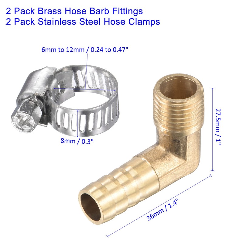 M METERXITY Pack of 2 Brass Hose Fittings - 90