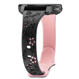 Laband 22mm Floral Engraved Band Compatible With Garmin Venu 3 45mm Watch Band/Venu 4 45mm/Venu 2/Vivoactive 4,Soft Slim Silicone Cute Embossed Flower Strap Forerunner 570 47mm/265/255/255 Music