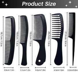 AHLPO Hair Comb Set – 5 Pieces Professional Hairdresser Precision Comb, Barber Hair Styling Salon Wide Tooth Comb Carbon Double Tooth Comb, Antistatic Styling Hair Comb for Men and Women