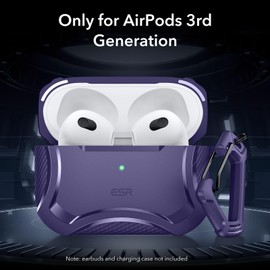 ESR for AirPods Case (2021, 3rd Gen), Compatible with AirPods 3rd Generation, Compatible with MagSafe, Powerful Drop Protection, Magnetic Lid, Cyber Series, Purple